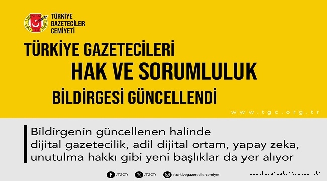 TÜRKİYE GAZETECİLERİ HAK VE SORUMLULUK BİLDİRGESİ GÜNCELLENDİ