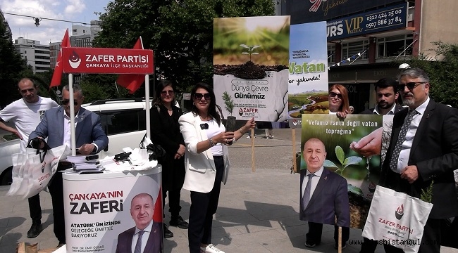 ZAFER PARTİSİ ÇEVRE GÜNÜNDE "ÜMİT ÖZDAĞ'A ÖZGÜRLÜK" FİDANLARI DAĞITTI