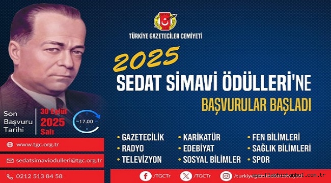 "TGC 2025 SEDAT SİMAVİ ÖDÜLLERİ"NE BAŞVURULAR BAŞLADI
