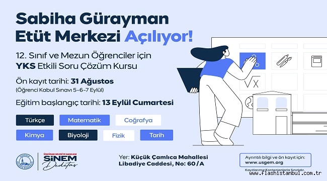 ÜSKÜDAR BELEDİYESİ "SABİHA GÜRAYMAN ETÜT MERKEZİ" AÇILIYOR