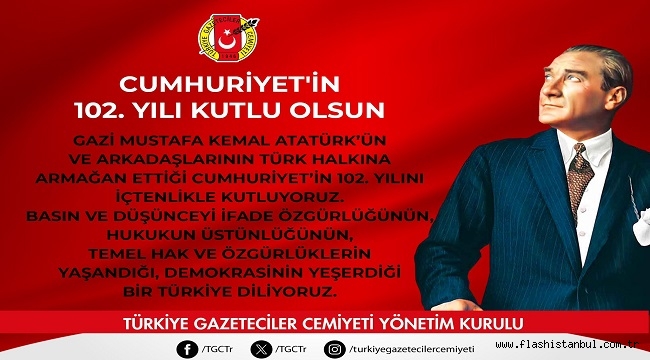TGC: "CUMHURİYET'İN 102. YILI KUTLU OLSUN" 