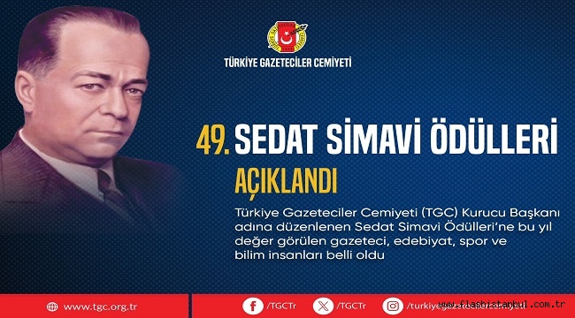 TGC 49. SEDAT SİMAVİ ÖDÜLLERİ AÇIKLANDI