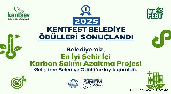 ÜSKÜDAR BELEDİYESİ'NE KENTFEST'TEN ÇEVRE ÖDÜLÜ