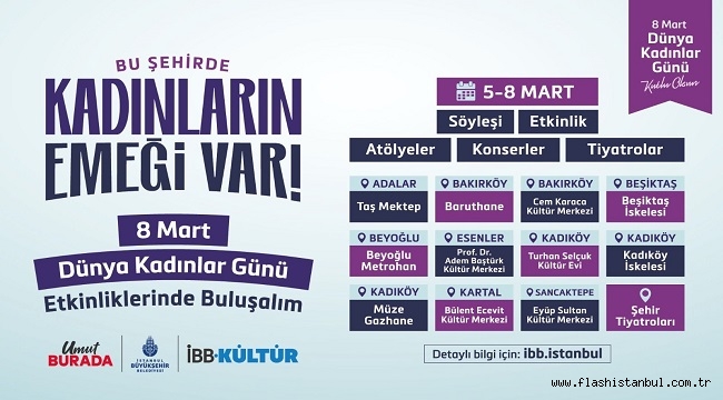 İBB'DEN KADINLAR GÜNÜ'NE ÖZEL ETKİNLİKLER