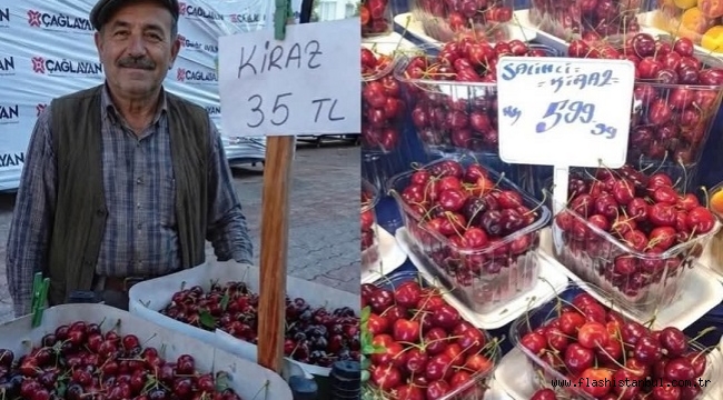 İZMİRLİ ÇİFTÇİDEN ARACIYA TEPKİ: KİRAZINI TÜKETİCİYE KENDİ SATTI.